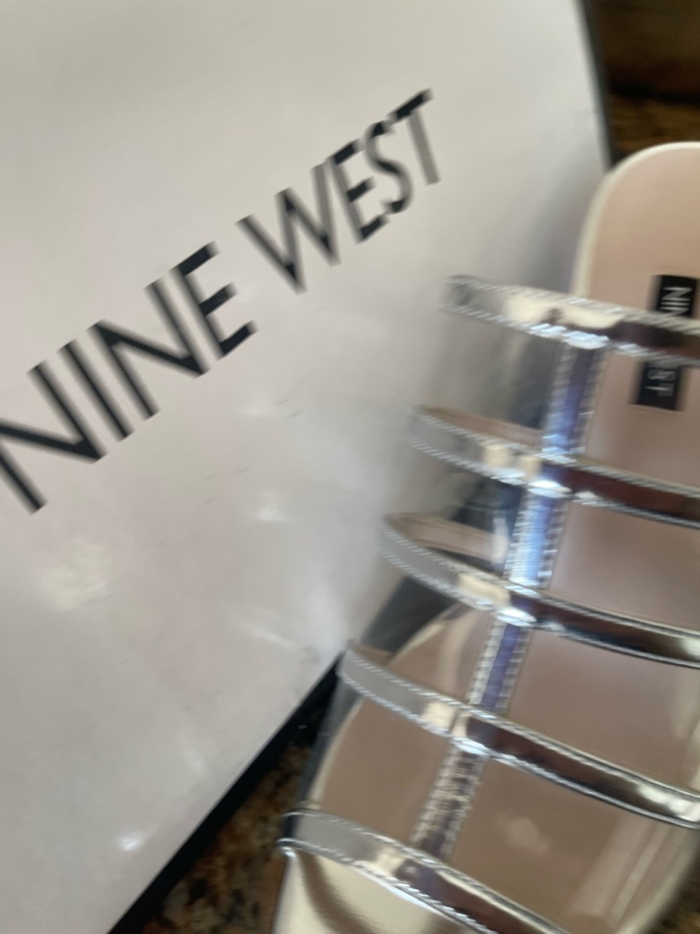 Nine West Silver Metallic Strappy Wedge heels - Picture 3 of 7